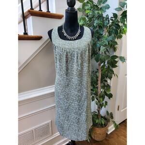 TapeMeasure Womens Green White Polyester Sleeveless Knee Length Dress Size 14